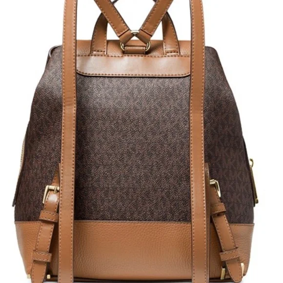 NWT Michael Kors Raven Backpack Brown/Acorn/Gold Original Packaging